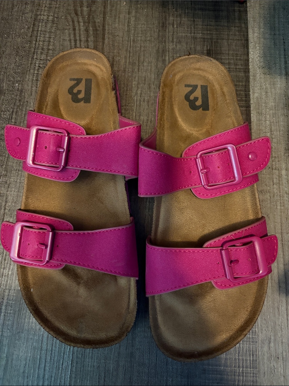 Pink Double-Buckle Slide Sandals
